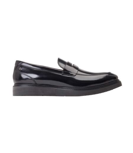 Mens Sid Leather Penny Loafers Black Base London