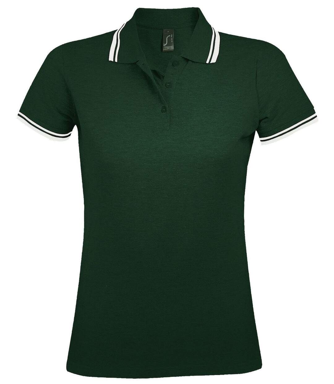 Polo femme - 00578 - vert forêt et blanc