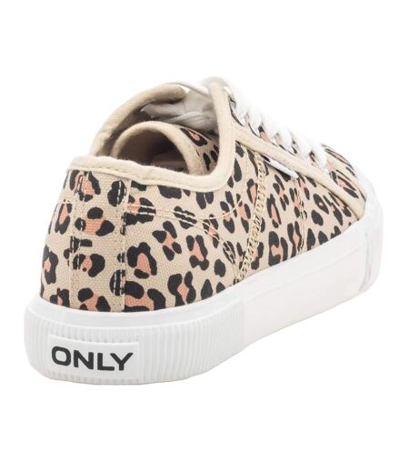 Womens/ladies Onlnicola Trainers Cream Leopard Only
