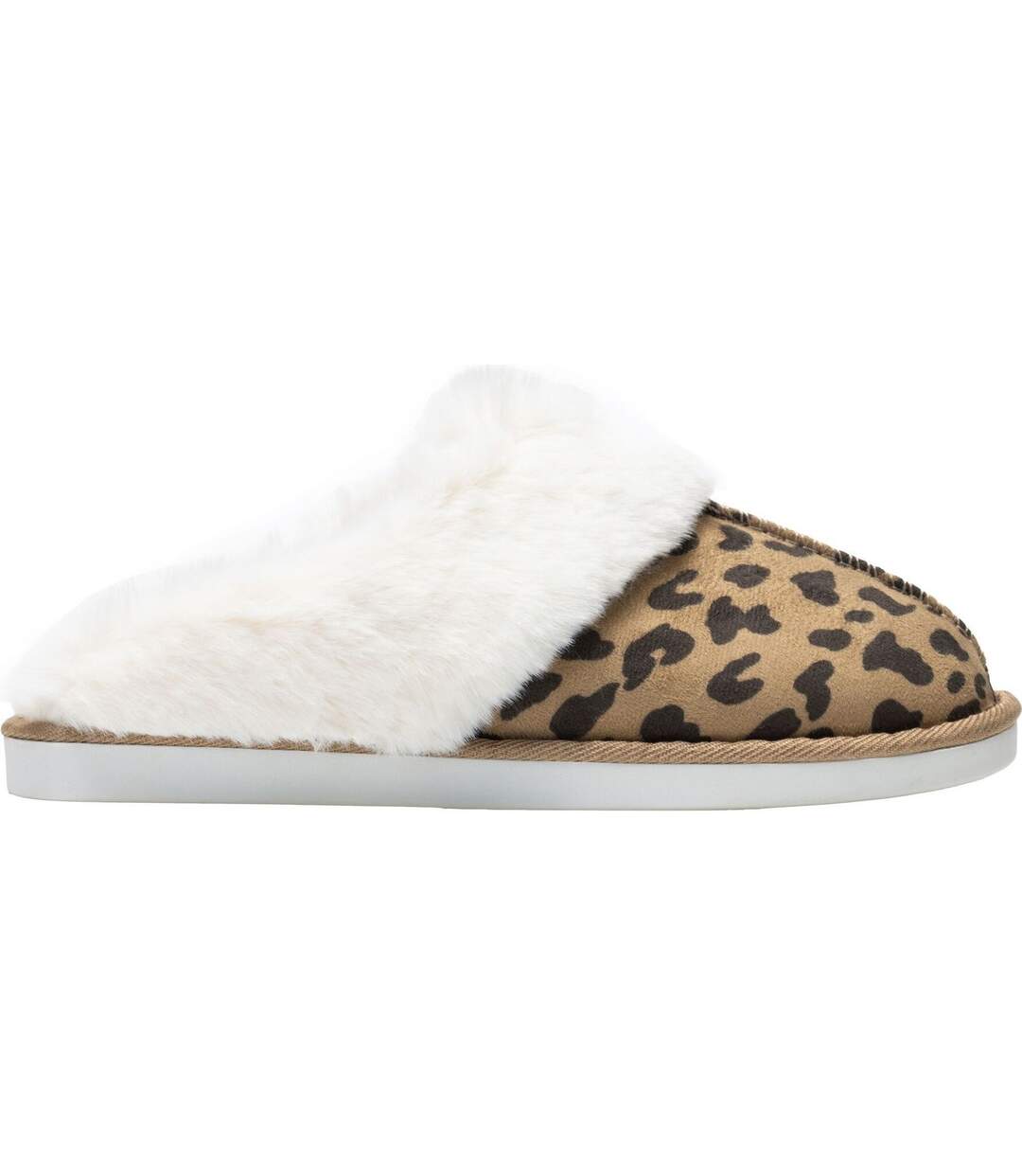 Chaussons Duveteux Style Mules Motif Imprimé Léopard Tulsy Femme Beige Foncé Marron Sombre Léopard Regatta-1