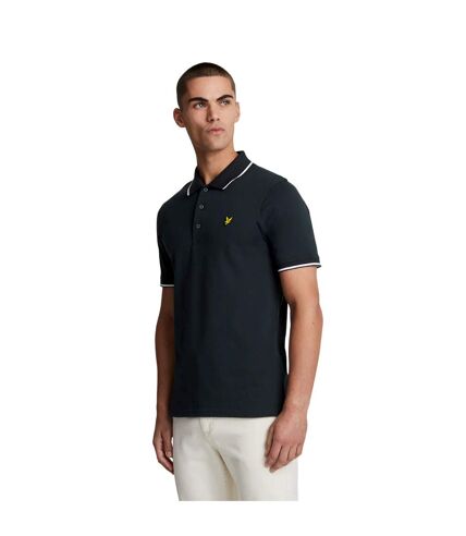 Mens tipped polo shirt dark navy/white Lyle & Scott