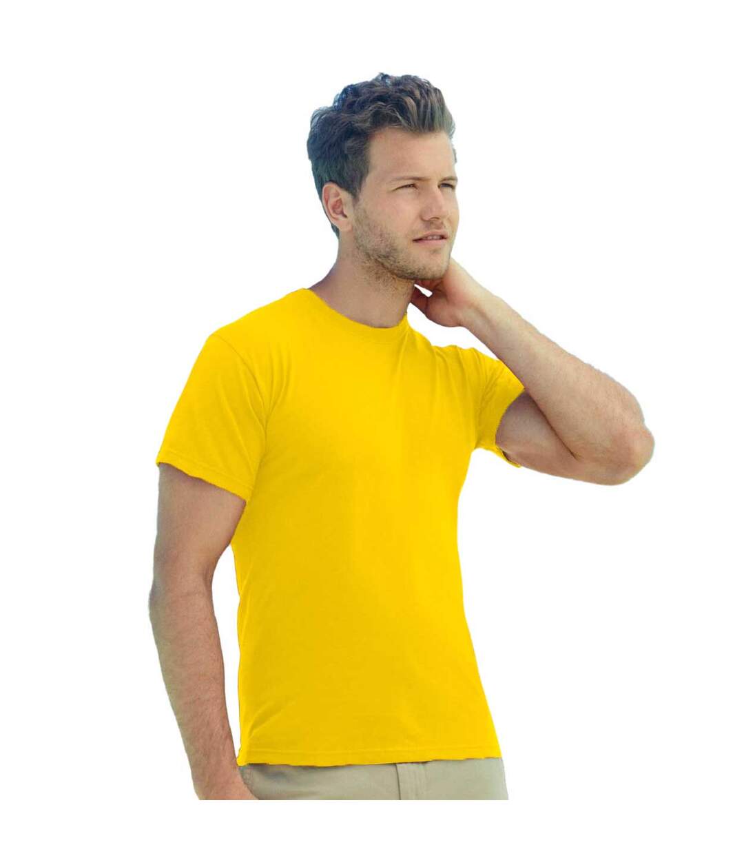 T-shirt original homme jaune pale Fruit of the Loom