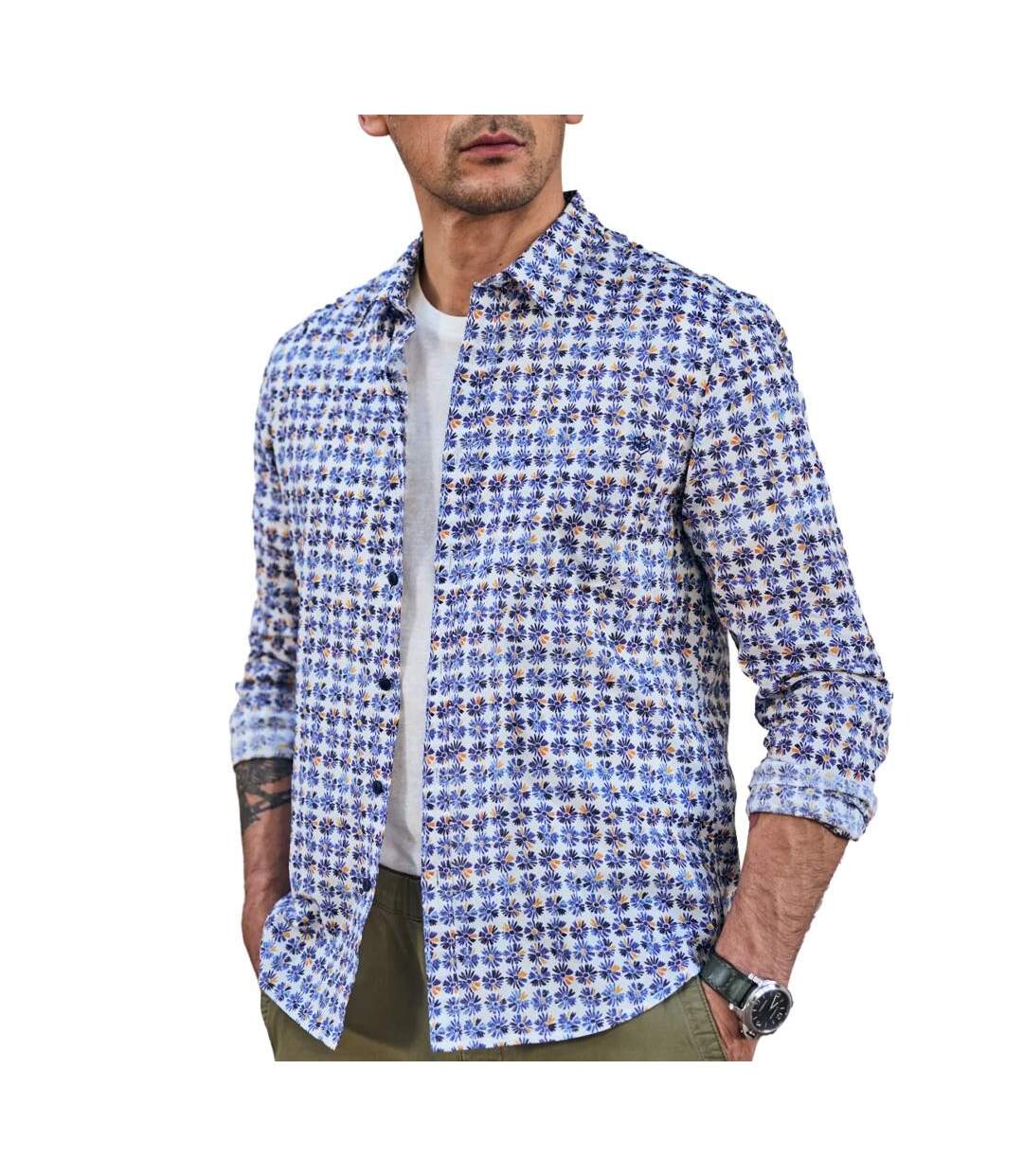 Chemise imprimé bleu homme freeman porter jeremiah daisies-1