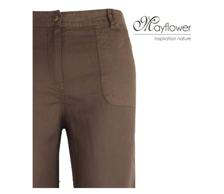 MAYFLOWER Basic Lin : Pantalon femme en lin fluide coloris Choco pour un été chic