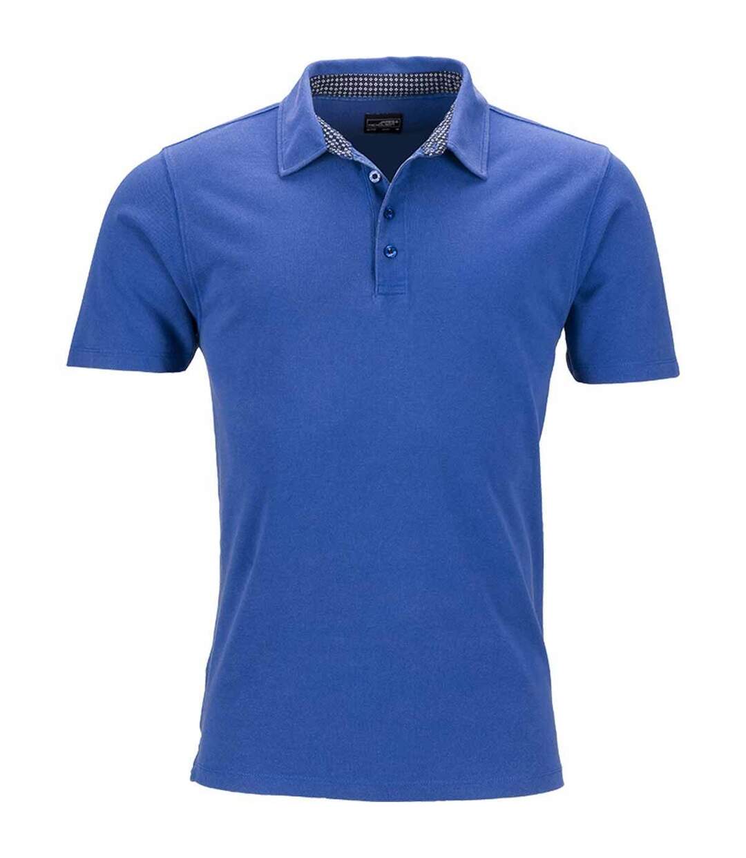 Polo homme manches courtes col imprimé - JN712 - bleu roi