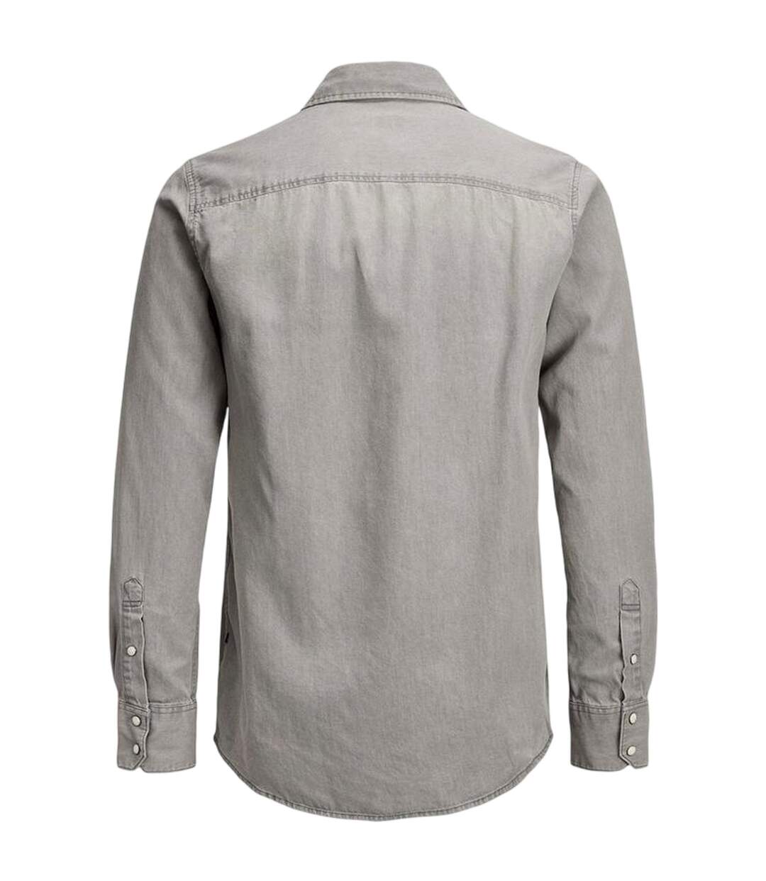 Mens Sheridan Chest Pocket Shirt Light Grey Melange Jack And Jones-3