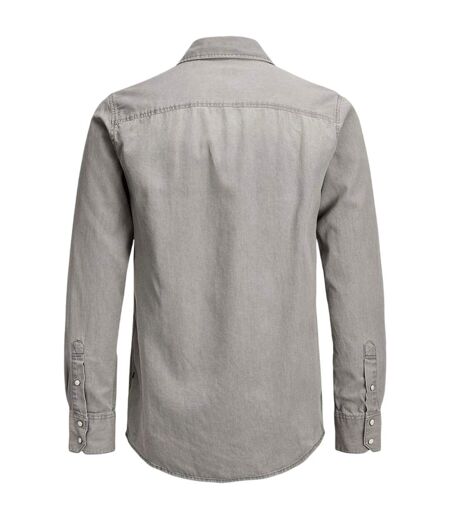 Mens Sheridan Chest Pocket Shirt Light Grey Melange Jack And Jones