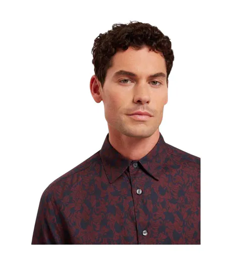 Chemise Manches Longues Motif/style Floral Homme Bordeaux Foncé Ted Baker