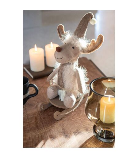 Statuette Élan Luge Fungo 40cm Beige