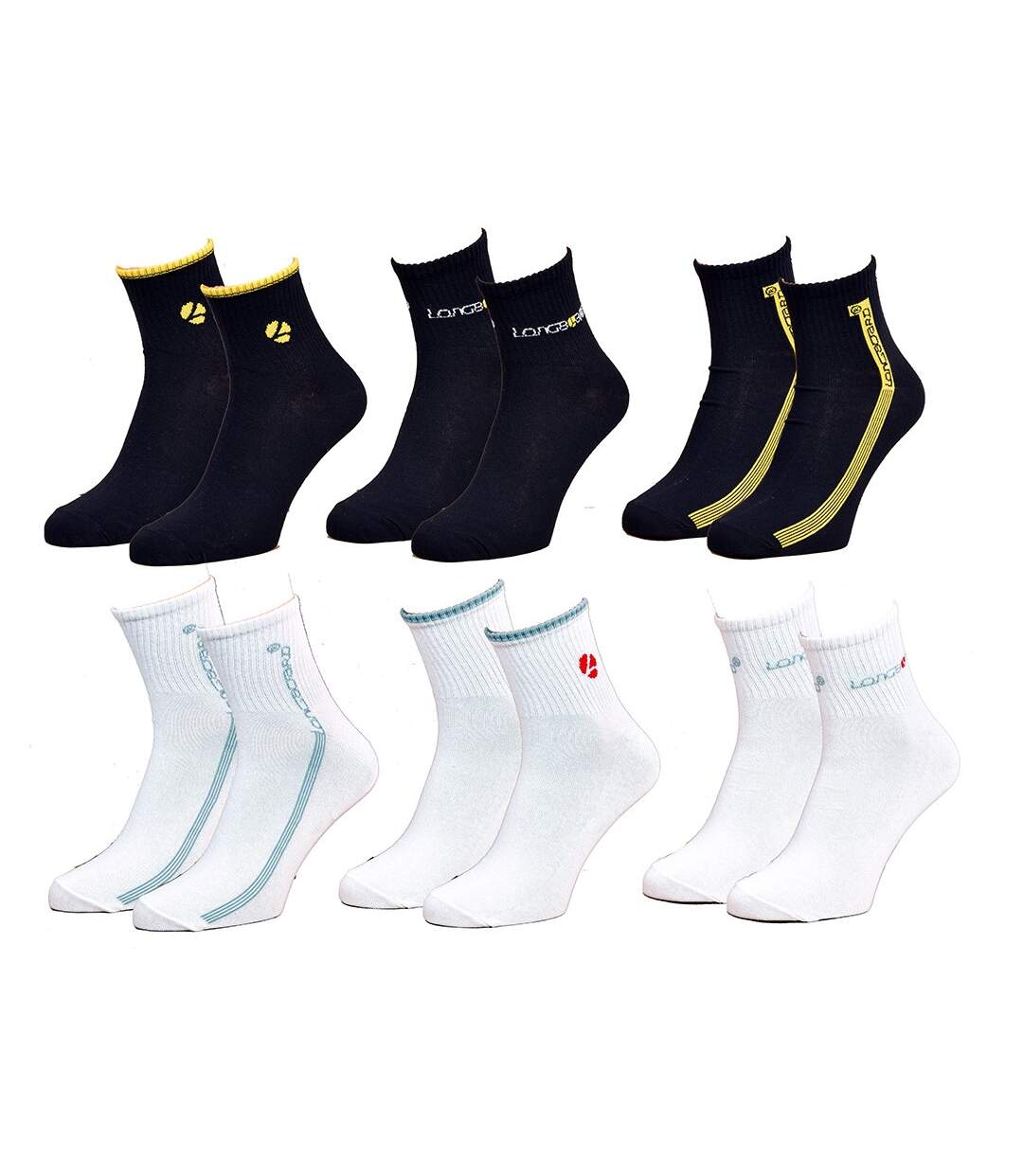 Chaussettes homme LONGBOARD Socquettes Tiges 2 tiers Pack de 6 Paires Assorties-1