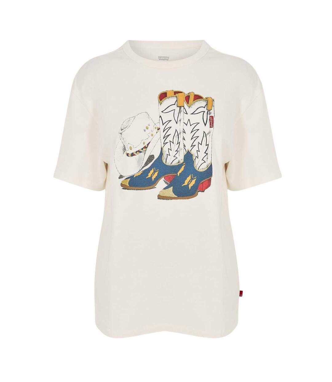 Womens/ladies Crew Neck Boyfriend T-shirt White Levis-1
