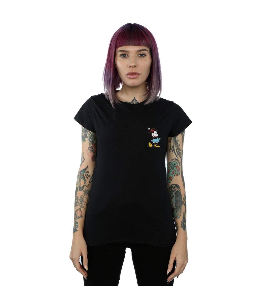 Disney Femme/Ladies Minnie Mouse Kick Chest Cotton T-Shirt (Noir) - UTBI31752-2