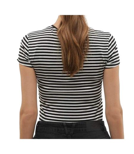 T-Shirt Noir/Blanc Femme Vero Moda Mines Fiona - L