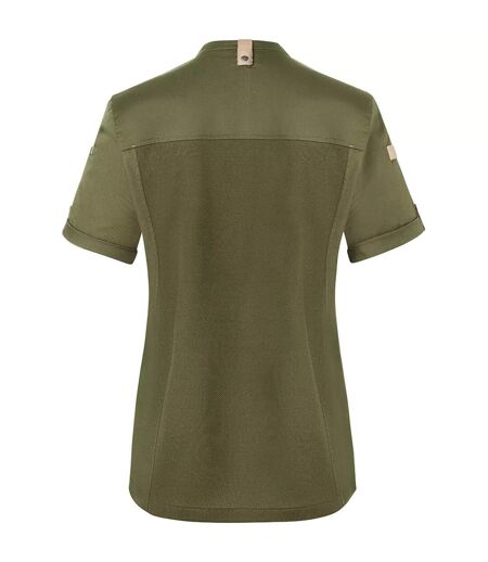 Womens/ladies Green-generation Short-sleeved Chef Jacket Moss Green Karlowsky