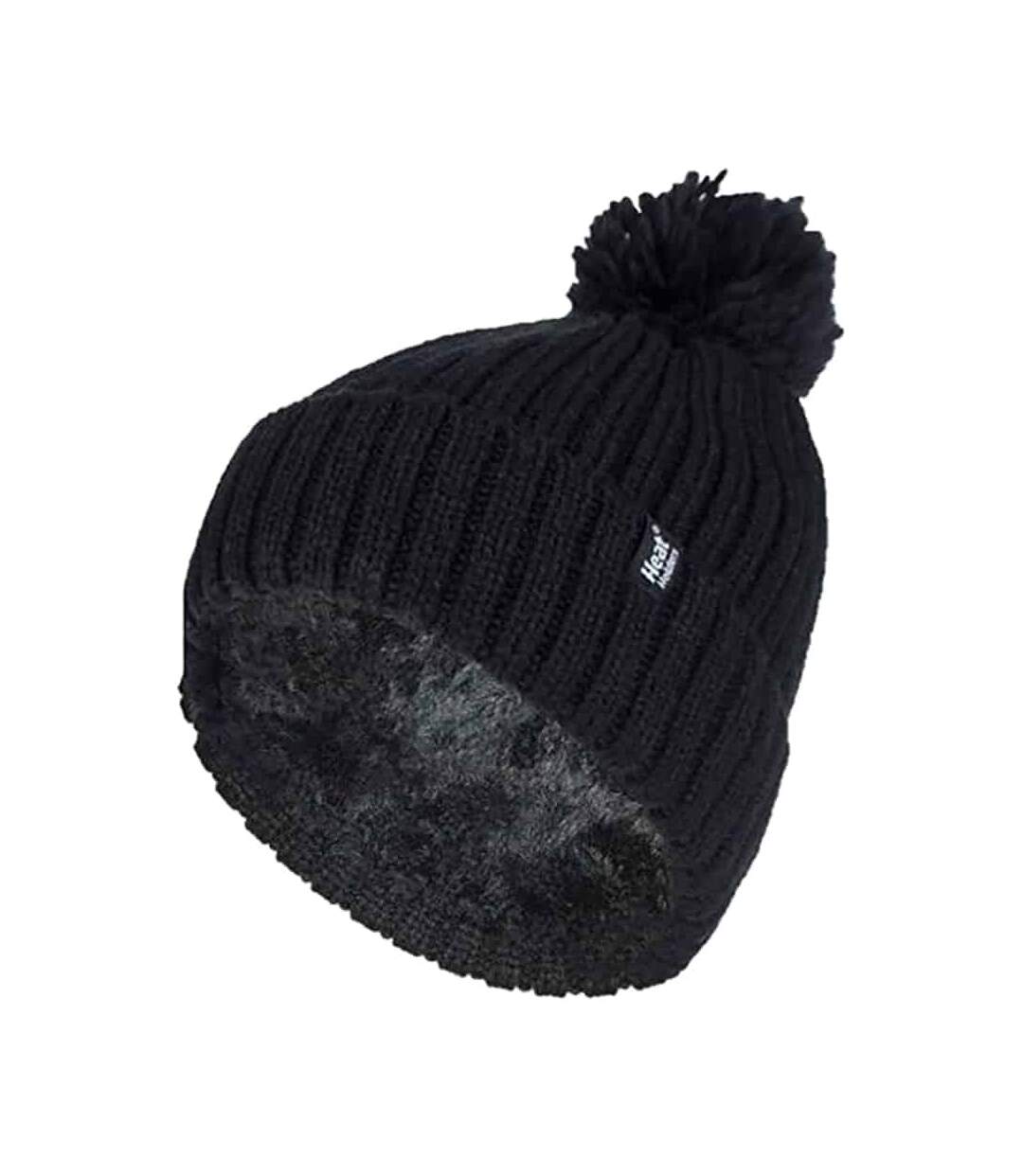 Ladies Ribbed Cuffed Thermal Pom Pom Bobble Hat