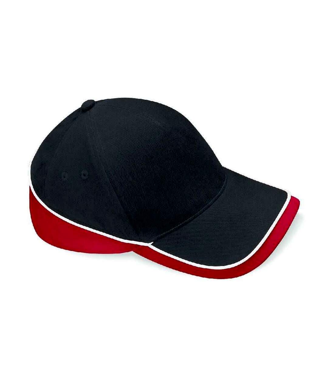 Teamwear Competition Cap Black Classic Red White Beechfield-1