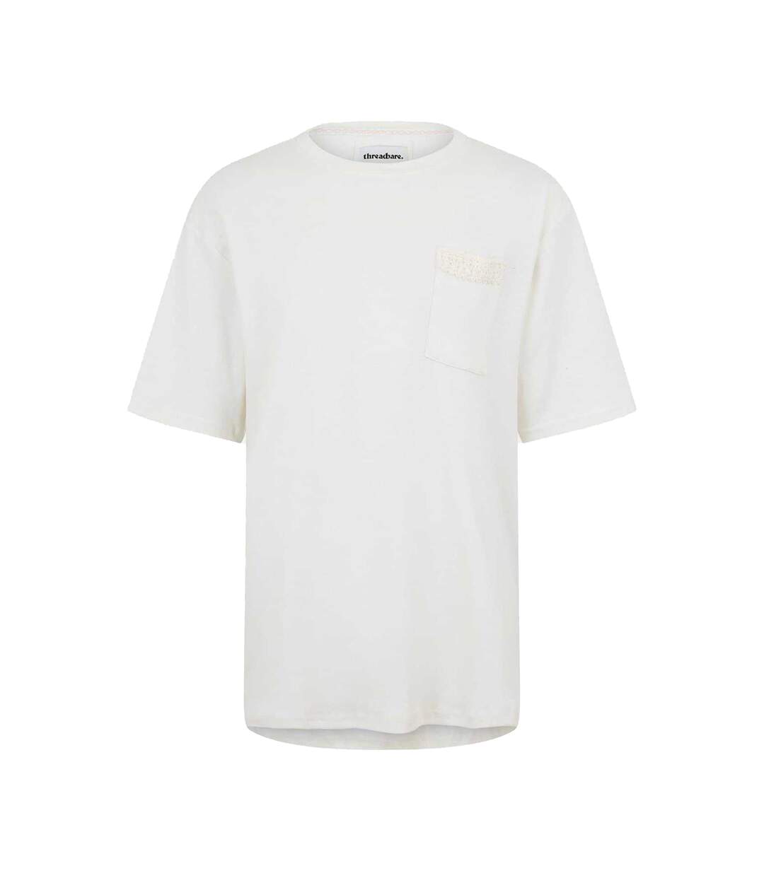Mens Dunedin Textured Knit Regular T-shirt Ecru Threadbare-1