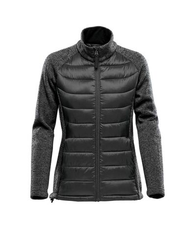 Womens/ladies Narvik Hybrid Soft Shell Jacket Black Dolphin Heather Stormtech