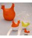 Lot de 3 Statuettes Coq Extérieur Alfredo 20cm Orange & Blanc-3