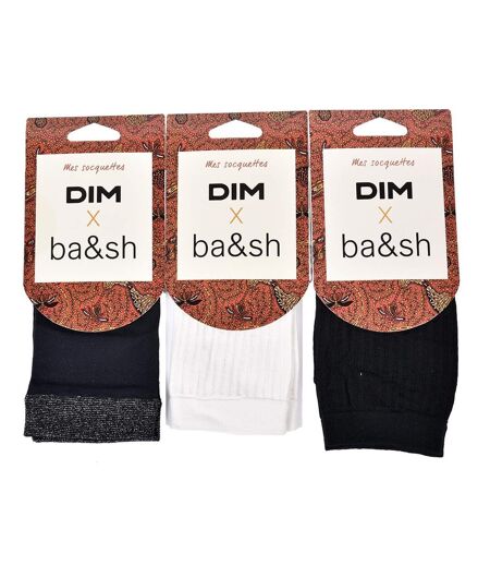 Chaussettes femme DIM en Coton Confort et Elegance -Assortiment modèles photos selon arrivages- Pack de 3 Paires Socquettes Ba&sh