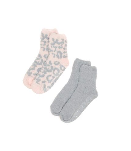 X2 Paires de Chaussettes Antidérapantes Gris/Rose Femme Casa Socks GRI