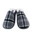 Mens Plush Fleece Lined Slip On Mule Checked Plaid Slippers-2