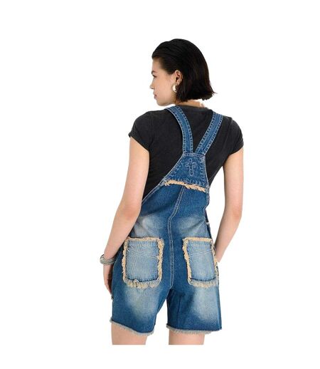 Womens/ladies Chroma Raw Edge Dungarees Dirty Washed The Ragged Priest
