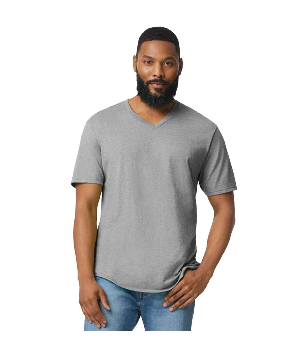 Mens softstyle v neck t-shirt sport grey Gildan-1