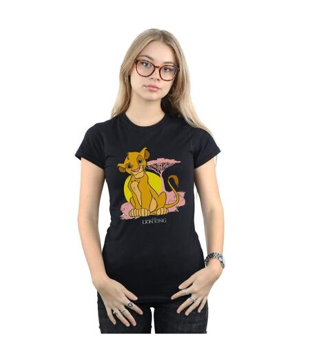 Disney T-shirt en coton pastel Simba du Roi Lion Femme/Ladies (Noir) - UTBI48145