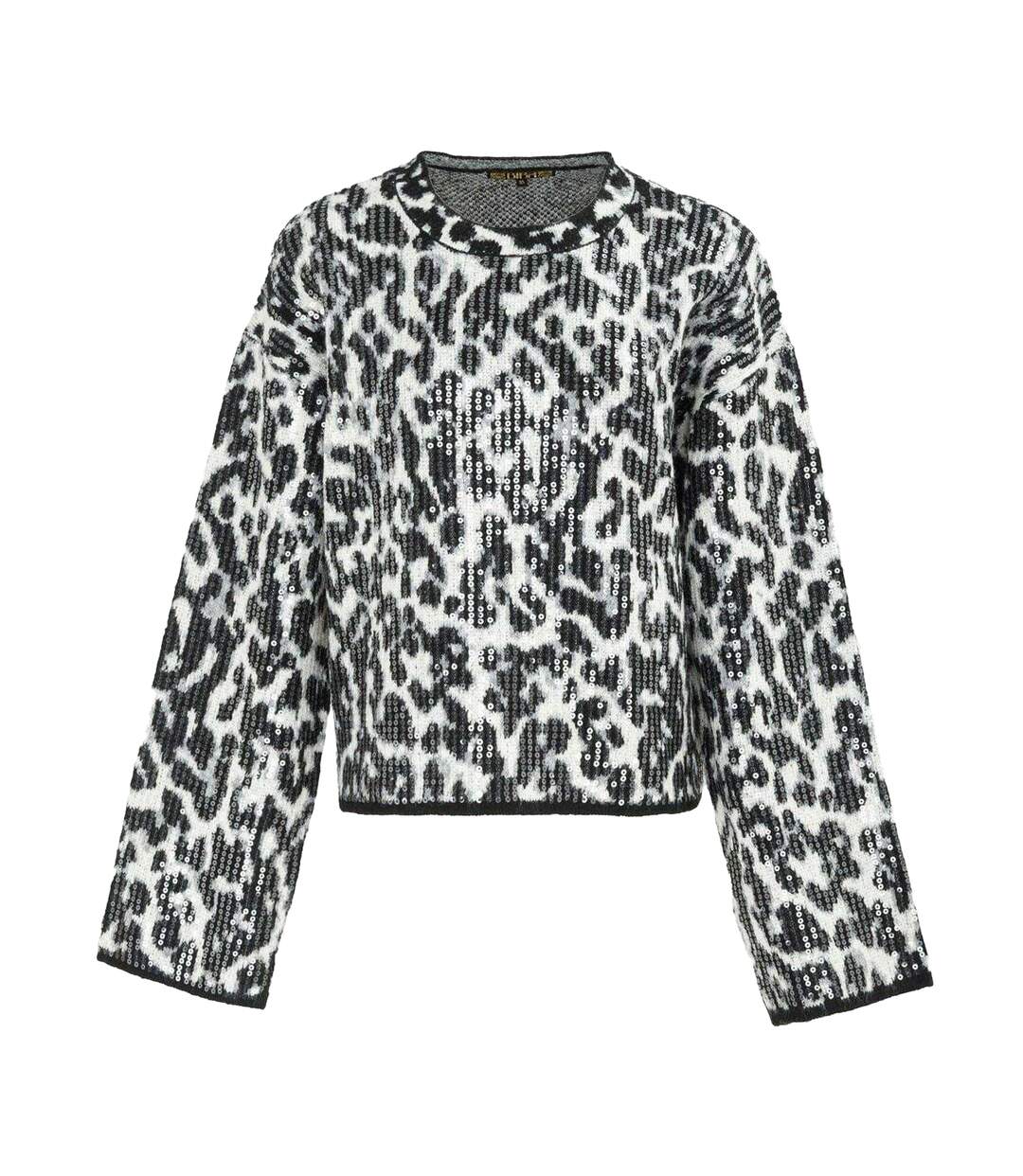 Pull Motif/style Imprimé Léopard Femme Noir Gris Biba-1