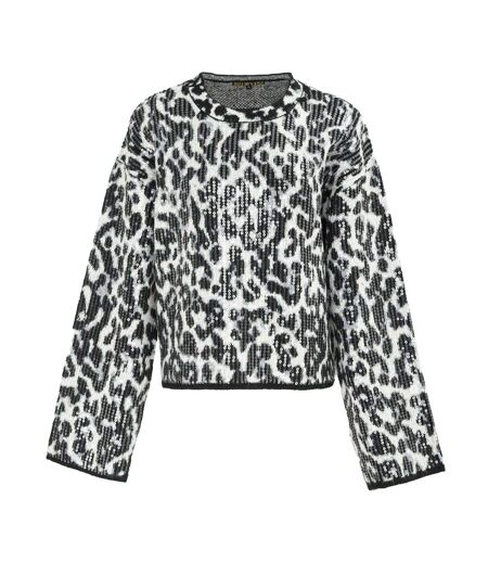 Pull Motif/style Imprimé Léopard Femme Noir Gris Biba