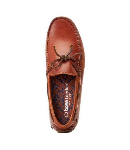 Mens Brooks Driver Leather Loafers Burnt Tan Base London