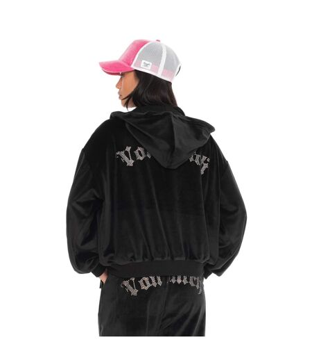 Sweat zippé à capuche femme en velours avec poches et strass Diams Vondutch