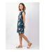 Robe courte casual chic TANIA motif fleuri bleu Coton Du Monde