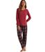 Pyjama pantalon top manches longues PLAID Selmark-1