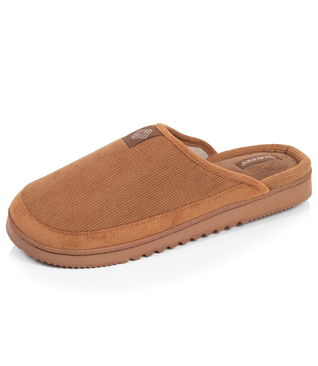 Isotoner Chaussons Mules homme velours chauds, semelle confort crantée-1
