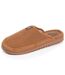 Isotoner Chaussons Mules homme velours chauds, semelle confort crantée-1