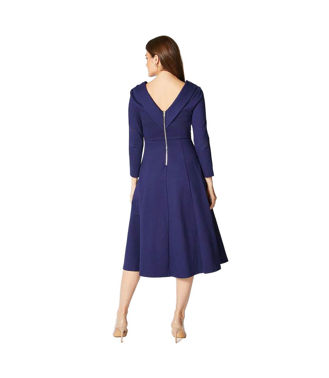 Robe mi-longue femme bleu marine Principles-2