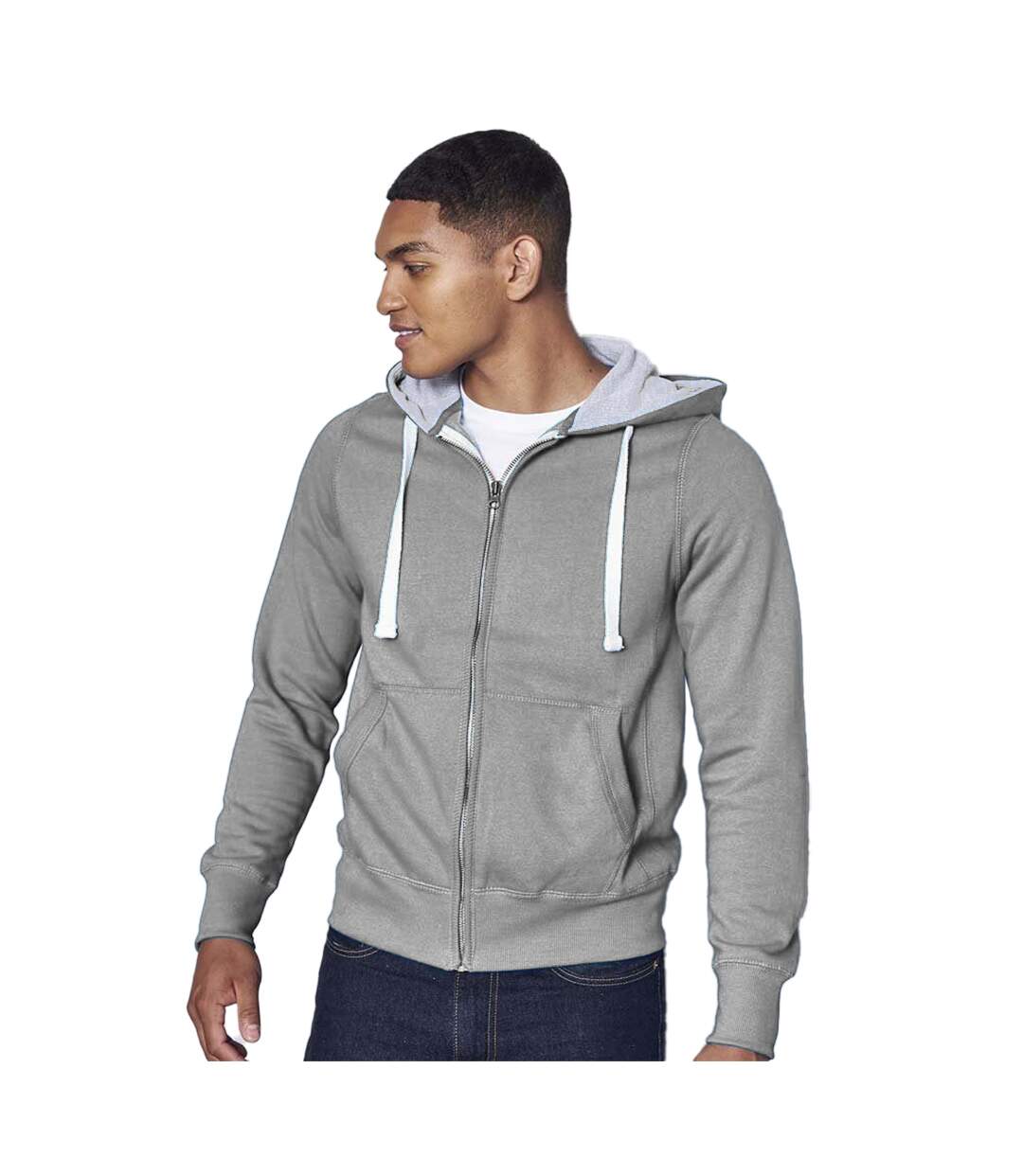 Sweatshirt à capuche et fermeture zippée homme gris foncé Awdis