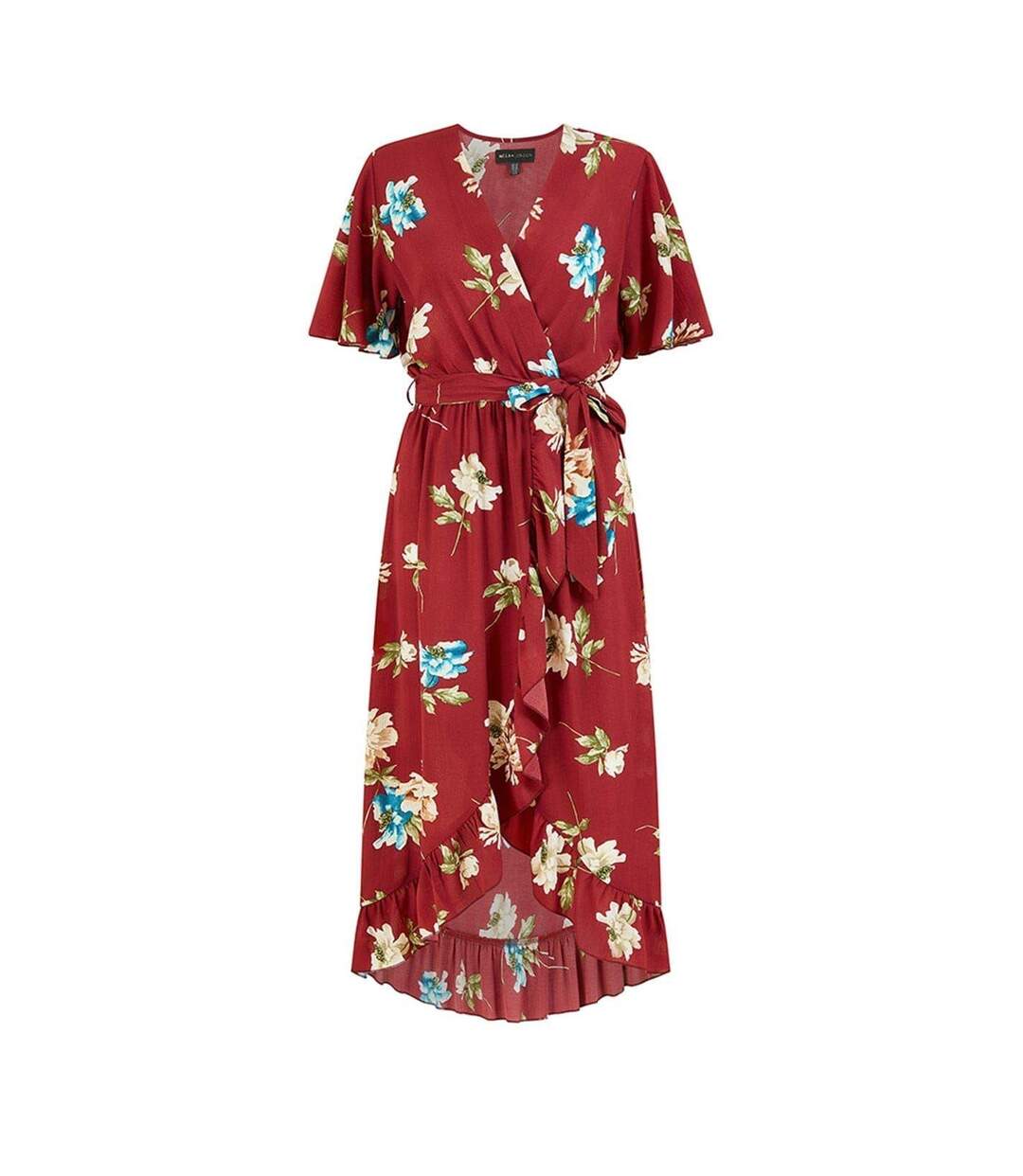 Robe Portefeuille Motif/style Floral Femme Rouge Mela London-2