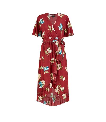 Robe Portefeuille Motif/style Floral Femme Rouge Mela London