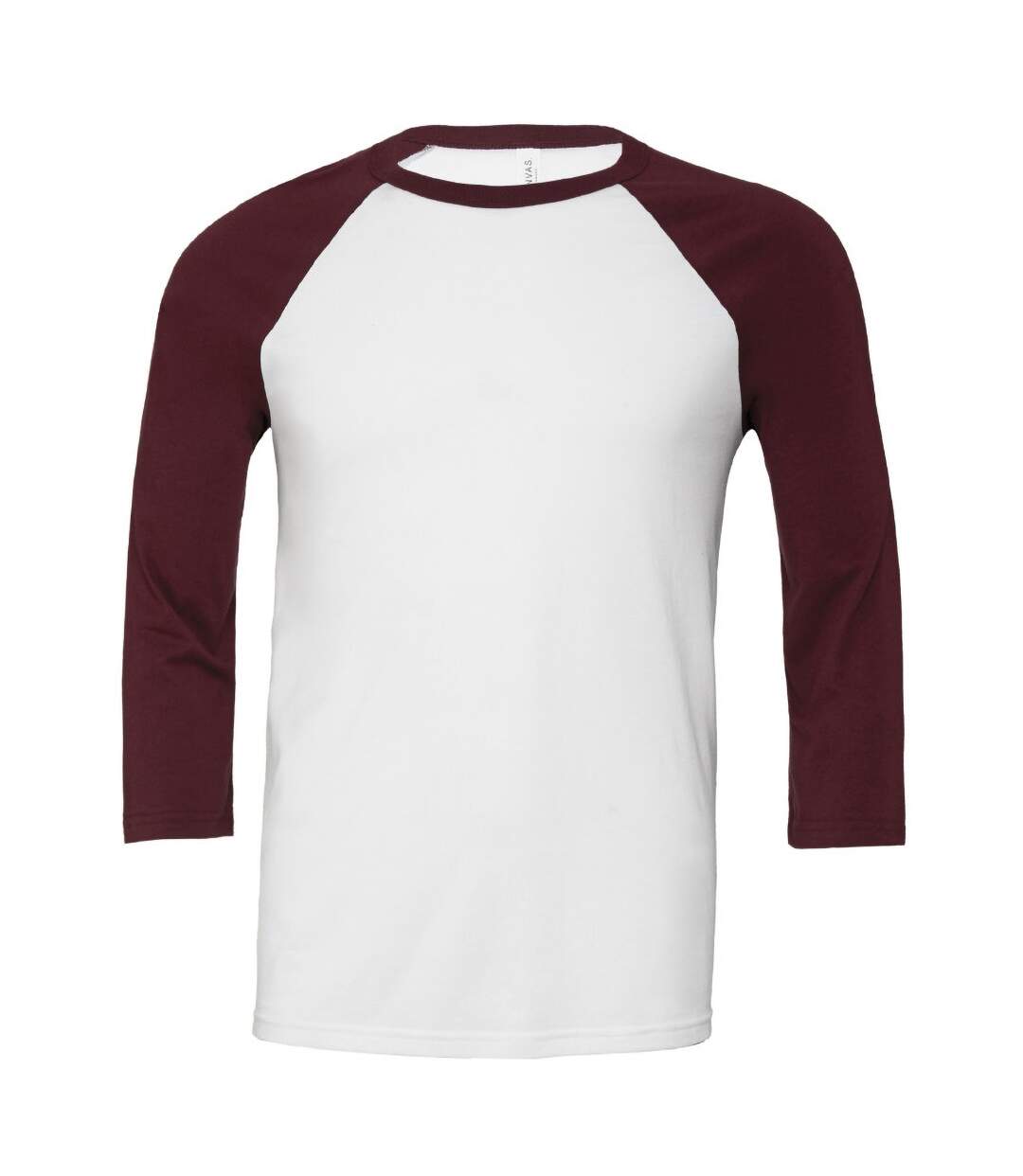 Canvas Mens 3/4 Sleeve Baseball T-Shirt (White/Maroon) - UTBC1332-1
