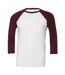 Canvas Mens 3/4 Sleeve Baseball T-Shirt (White/Maroon) - UTBC1332-1