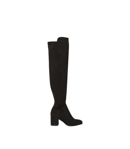 Womens/ladies kelly suedette stretch knee-high boots black Dorothy Perkins