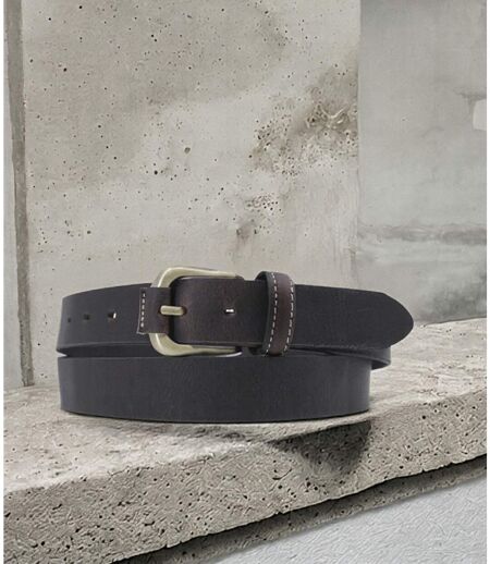 Ceinture en cuir de couleur marron homme - Sangle unique réglable - Fabrication française