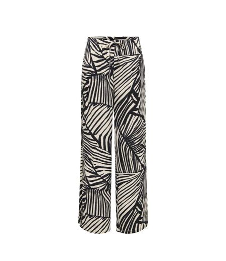 Pantalon fluide beige/noire femme jdy ebbie