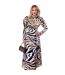 Womens/ladies Animal Print High-neck Puff Sleeve Formal Midi Dress Multicoloured AX Paris-3