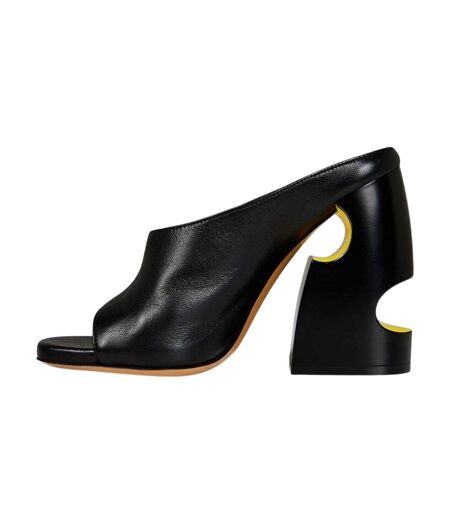Mules Motif/style Découpé Femme Noir Jaune Off White