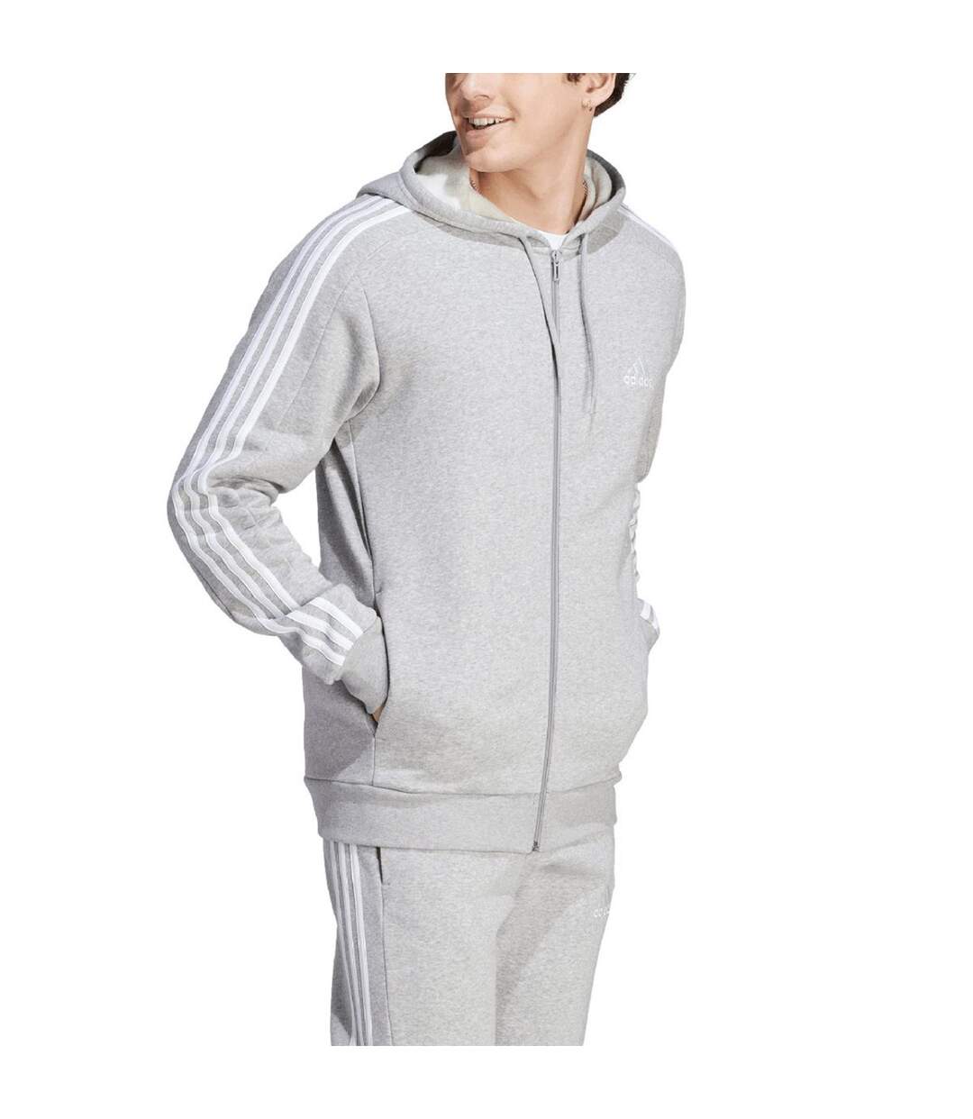 Veste À Capuche Essentials Homme Gris Argenté Adidas-1