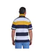 Mens Stripe Jersey Polo Shirt Navy White Yellow Raging Bull-3